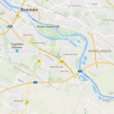 Ein Kartenausschnitt von Bremen