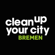 Der Schriftzug clean up your city Bremen auf schwarzem Grund