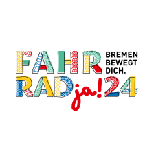 Logo des Themenjahres Fahrradja! 2024 - Bremen bewegt dich.