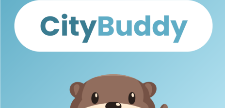 Auf blauem Hintergrund steht City Buddy