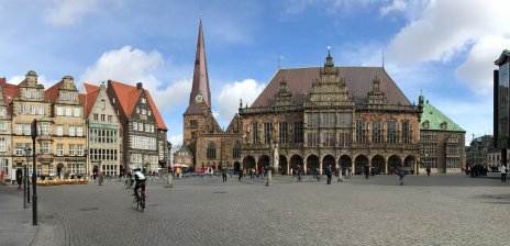 Ansicht vom Bremer Marktplatz mit Blick auf das Rathaus