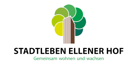 Logo des Projekts Stadtleben Ellener Hof zeigt einen abstrakt dargestellen Baum und den Schriftzug Stadtleben Ellener Hof Gemeinsam wohnen und wachsen
