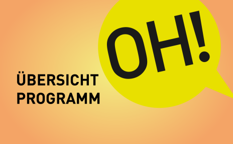 Sprechblase mit "OH" und den Hinweis "Übersicht Programm"