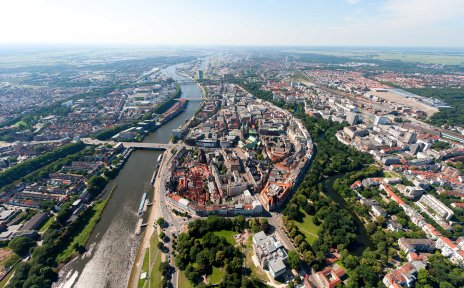 Aerial view of Bremen city centre