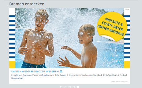 Ein Beispiel-Werbebanner auf der Startseite von Bremen.de