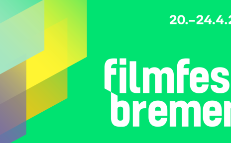 Grüne Grafik zum siebten Filmfest im Jahr 2022 mit weißem Schriftzug "filmfest bremen".