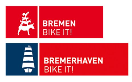 Rot-weißes BIKE IT! Logo für Bremen und Bremerhaven