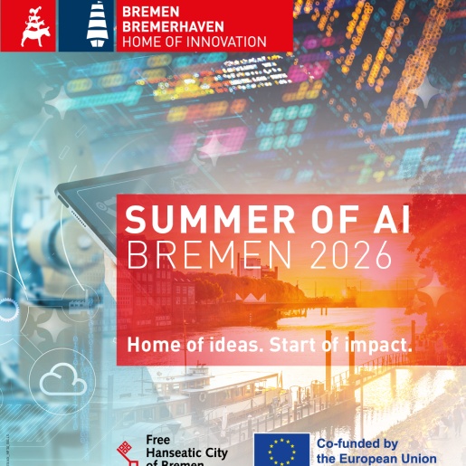 Summer of AI Poster mit technischen Bildern die in eins übergehen