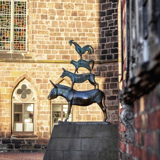 Die Statue der Bremer Stadtmusikanten. 