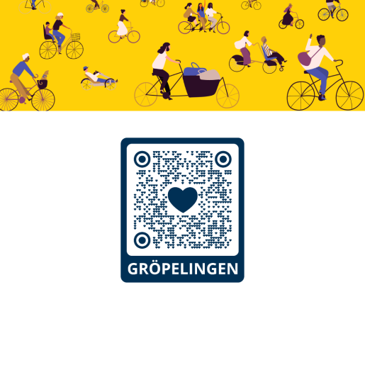 Logo des Stadtteilmarketing Groepelingen im Rahmen des Themenjahres Fahrradja! 2024