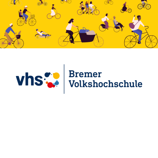 Logo der VHS Bremen im Rahmen des Themenjahres Fahrradja! 2024
