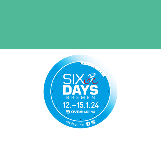 Logo der Six Days Fahrradrennen im Rahmen des Themenjahres Fahrradja! 2024