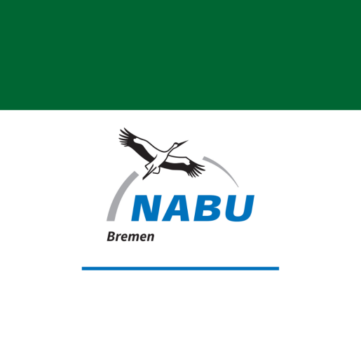 Das Logo vom NABU Bremen. Ein Kranich fliegt 