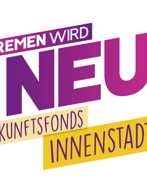 Logo für den Zukunftsfonds Innenstadt in den Farben Geld und Lila.