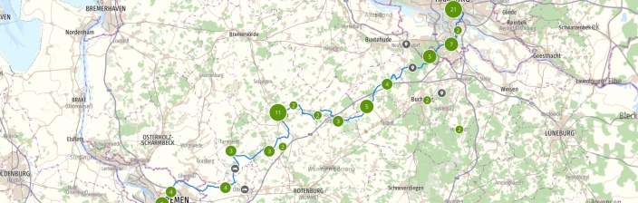 Radfernweg Bremen Hamburg Karte