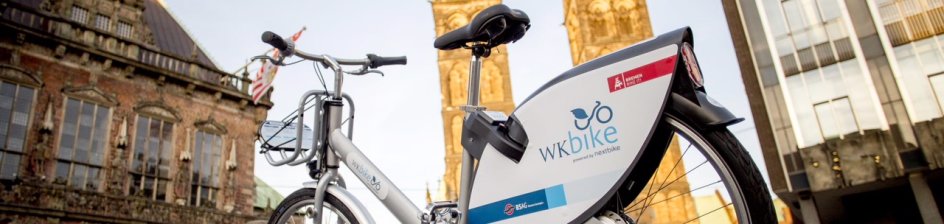 Auf dem Bremer Marktplatz steht das neue WK-Bike.