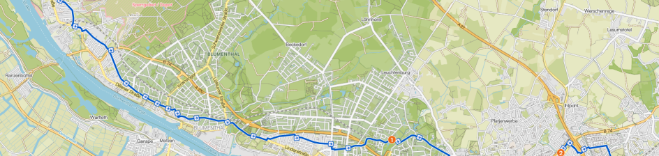 Grüne Welle Bremen-Nord Routenverlauf Karte komoot screenshot