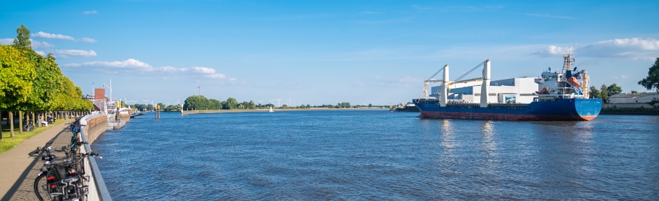 Die Promenade "Maritime Meile" in Bremen-Vegesack. 