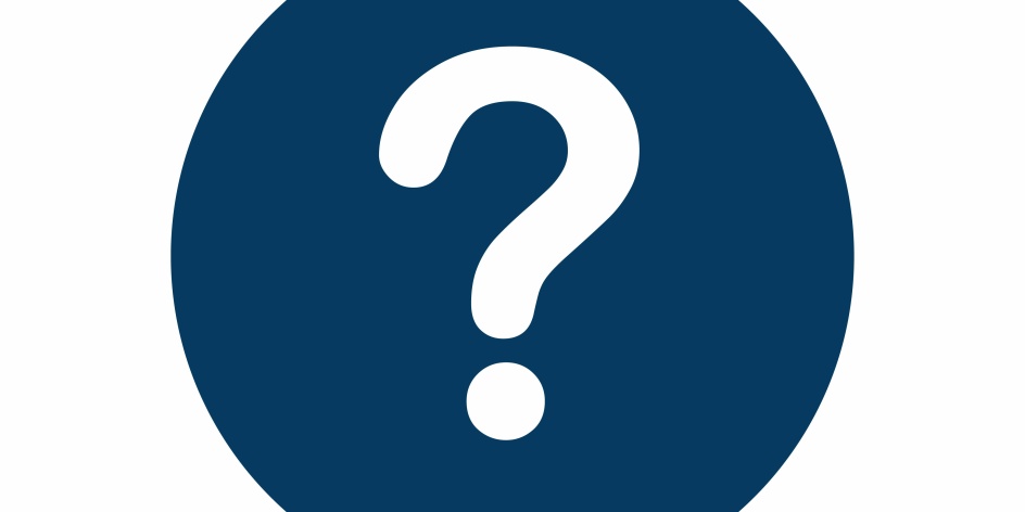 A white question mark on a dark blue background. 