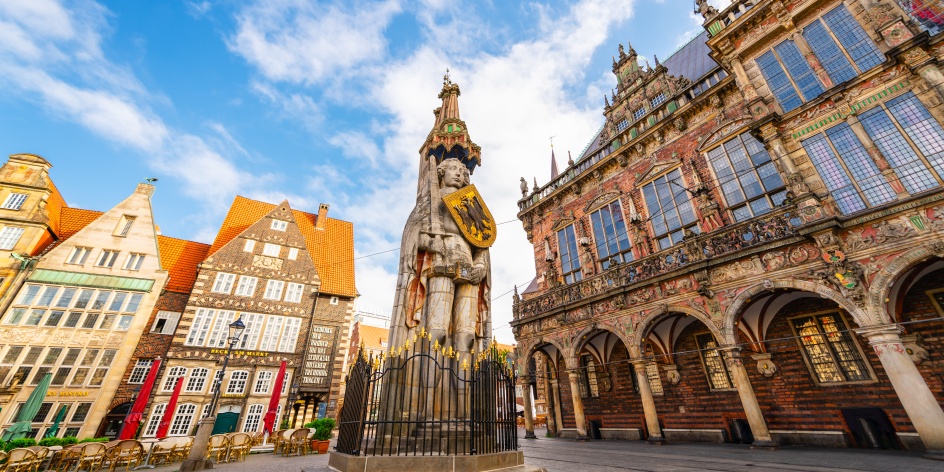 Die Statue des Rolands auf dem Bremer Marktplatz.