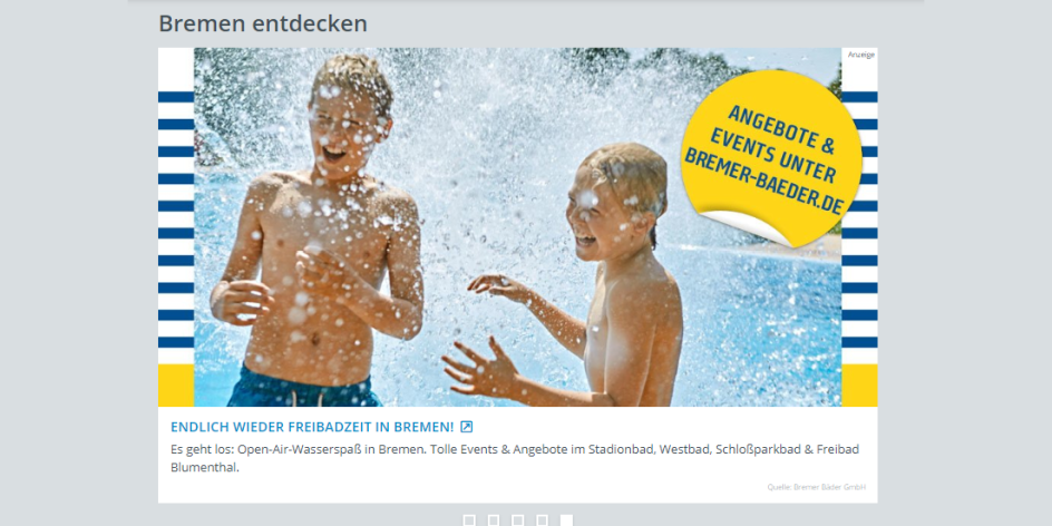 Ein Beispiel-Werbebanner auf der Startseite von Bremen.de