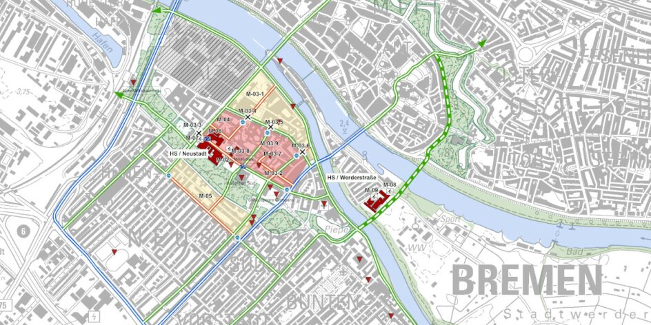 FMQ Bremen Gesamtplan Fahrrad Modell Quartier Karte Anschnitt
