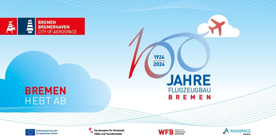 Logo mit Schriftzug: 100 Jahre Flugzeugbau Bremen