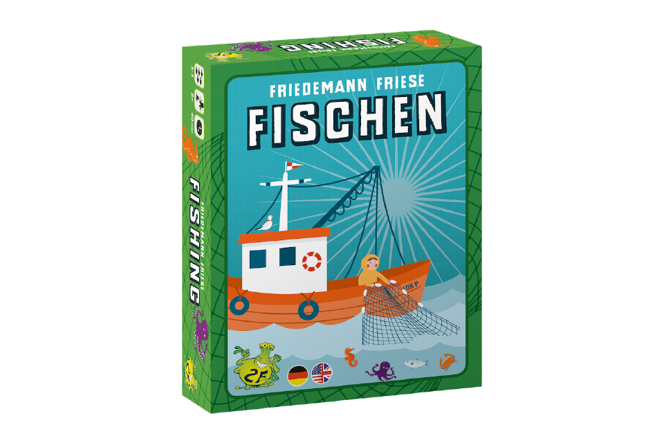 Das Bild zeigt das Brettspiel Fischen von 2F Spiele Friedemann Friese