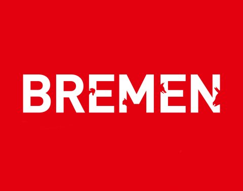 Bremen Schriftzug in rot und weiß.