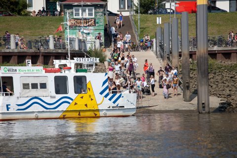 Ferries On The Weser River In Bremen