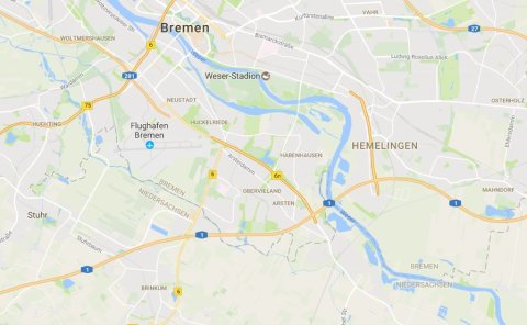 Ein Kartenausschnitt von Bremen
