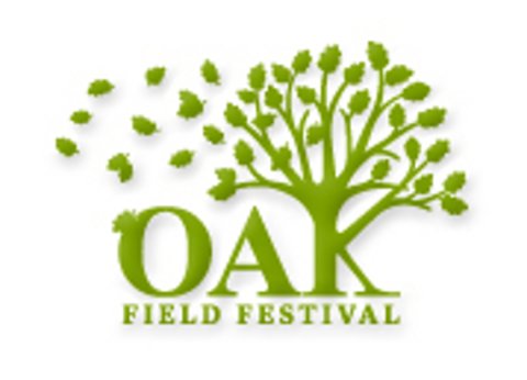 Logo Oakfield Festival, grüner Baum mit grüner Schrift