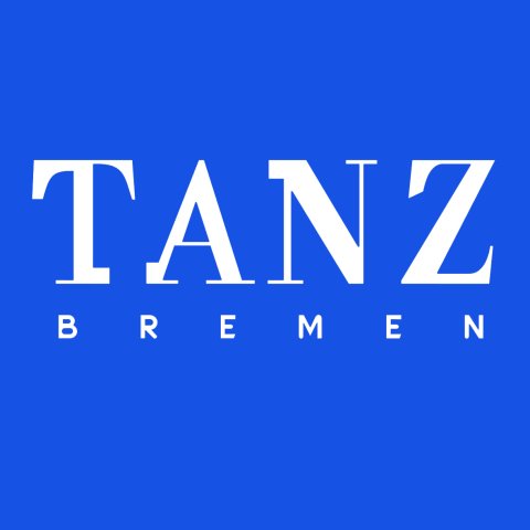 Das Logo ist der Schriftzug "TANZ Bremen" in weiß auf blauem Hintergrund.