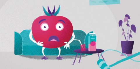 Tomate auf einer Couch