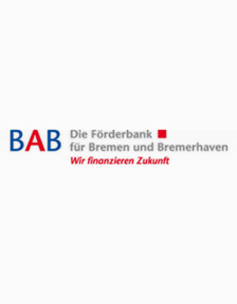 Schriftzug: BAB - Die Förderbank für Bremen und Bremerhaven - Wir finanzieren Zukunft