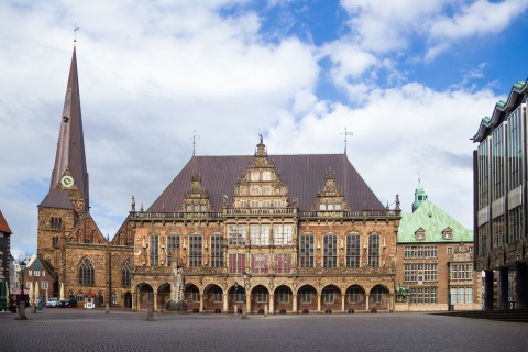 Das UNESCO-Welterbe Rathaus auf dem Marktplatz. 
