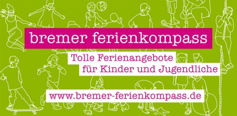 Logo mit Schriftzug: bremer ferienkompass - Tolle Ferienangebote für Kinder und Jugendliche