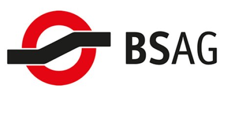 Logo der BSAG: Ein Kreis wird von einem Streifen durchtrennt. Daneben Schriftzug "BSAG"