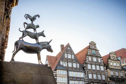 Die Statue der Bremer Stadtmusikanten. 