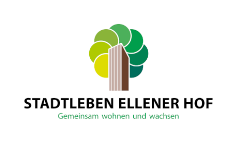 Logo des Projekts Stadtleben Ellener Hof zeigt einen abstrakt dargestellen Baum und den Schriftzug Stadtleben Ellener Hof Gemeinsam wohnen und wachsen