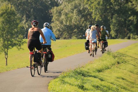Fahrradfahrer auf dem Habenhauser Deich
