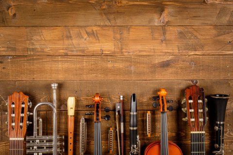 Mehrere Instrumente aufgereiht nebeneinander