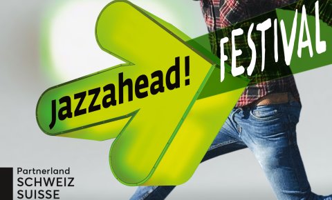 Logo der jazzahead! mit grünem Pfeil.