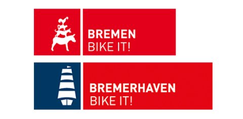 Rot-weißes BIKE IT! Logo für Bremen und Bremerhaven