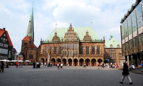 Blick auf das gotische Bremer Rathaus