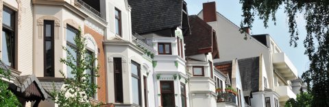 Eine Reihe Altbremer Häuser in Schwachhausen.