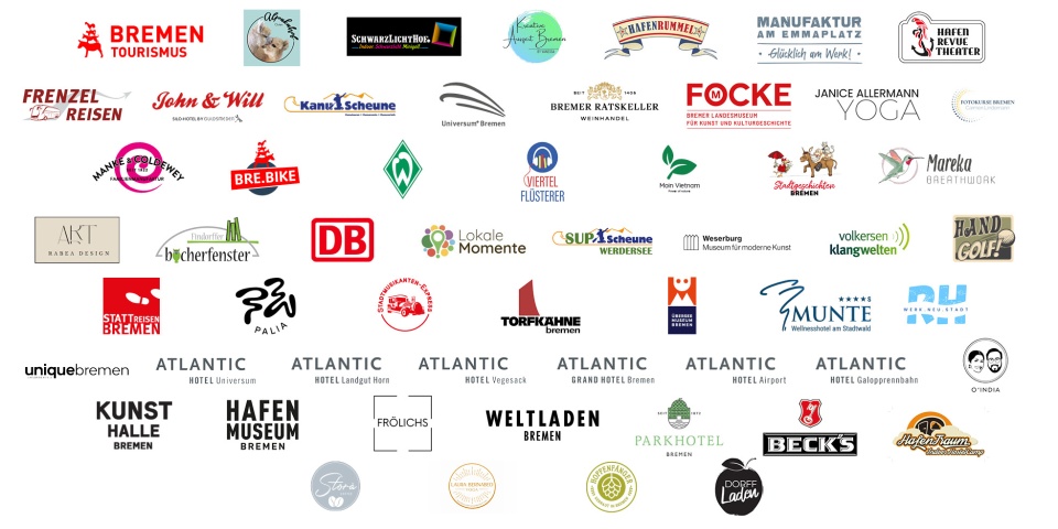 Logowand mit den teilnehmenden Partnern an der BremenPay Kampagne.